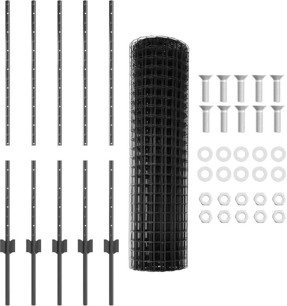 Euro tvoros su stulpu 10 x 1 m PVC dengtas plienas Pilka