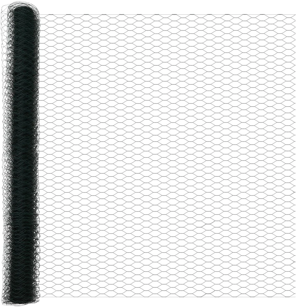 Hexagonal Fence with Post 25 x 1,5 m PVC dengtas plienas Žalia
