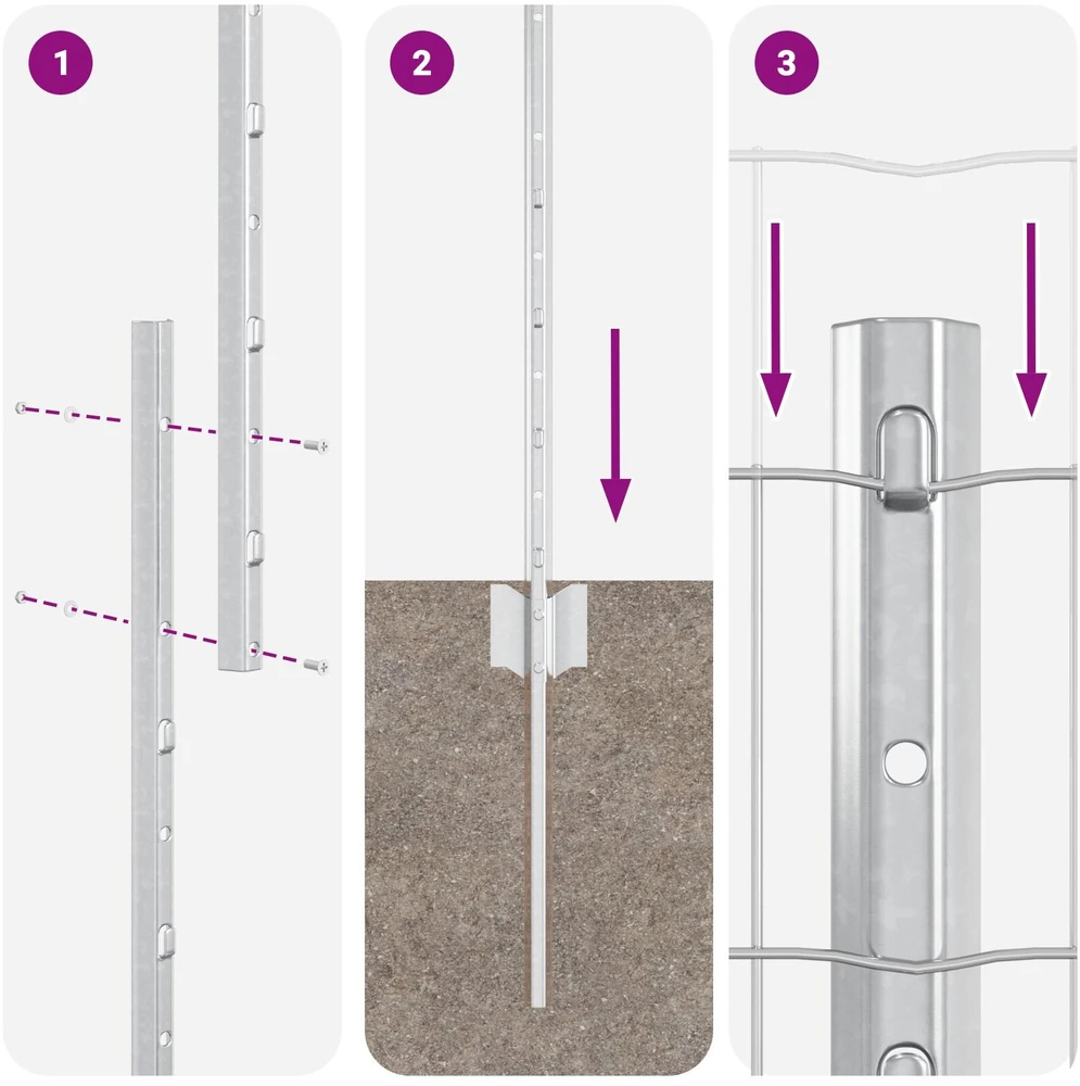 Euro tvoros su stulpu 10 x 1,4 m Galvanizuotas plienas