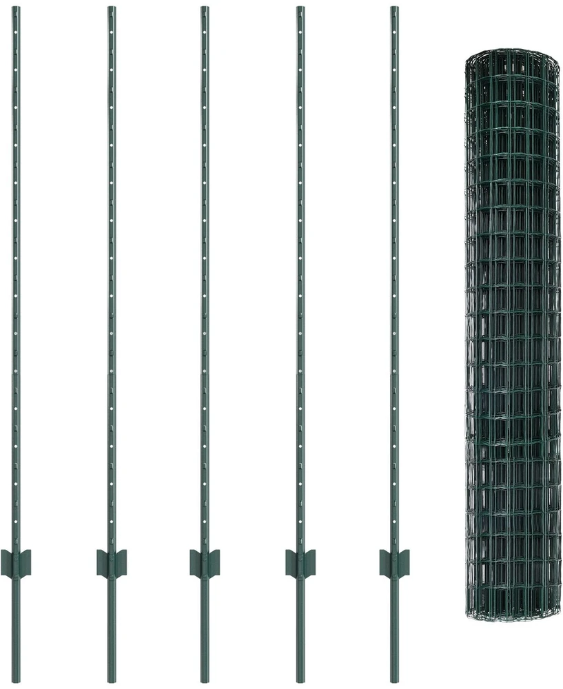 Euro tvoros su stulpu 10 x 1,4 m PVC dengtas plienas Žalia