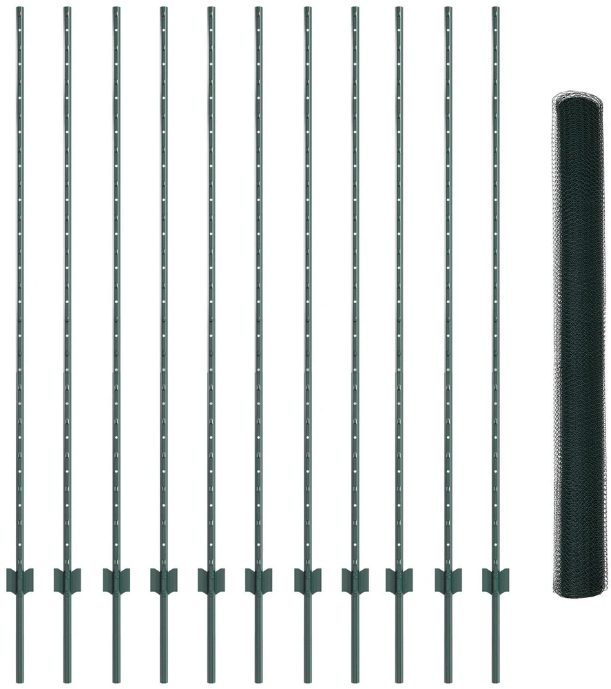 Hexagonal Fence with Post 25 x 1,5 m PVC dengtas plienas Žalia
