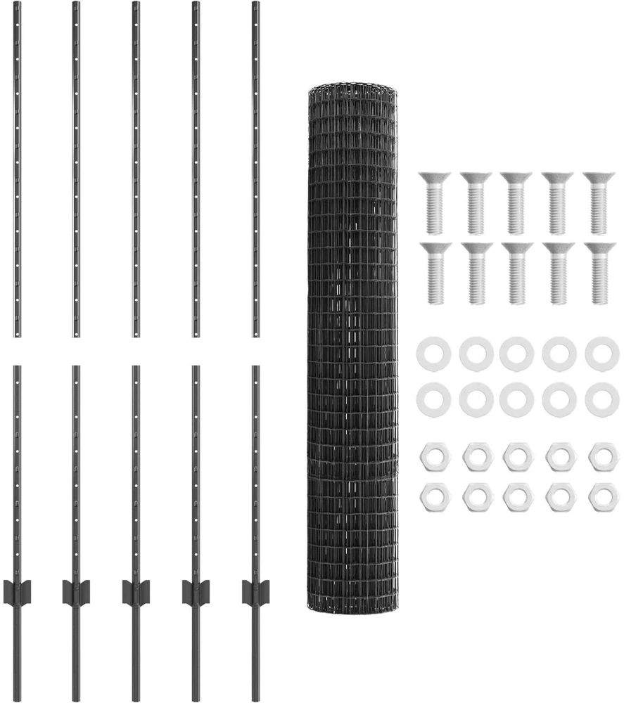 Euro tvoros su stulpu 10 x 1,4 m PVC dengtas plienas Pilka