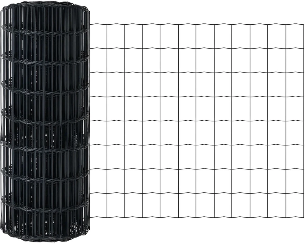 Euro tvoros su stulpu 10 x 0,4 m PVC dengtas plienas Pilka