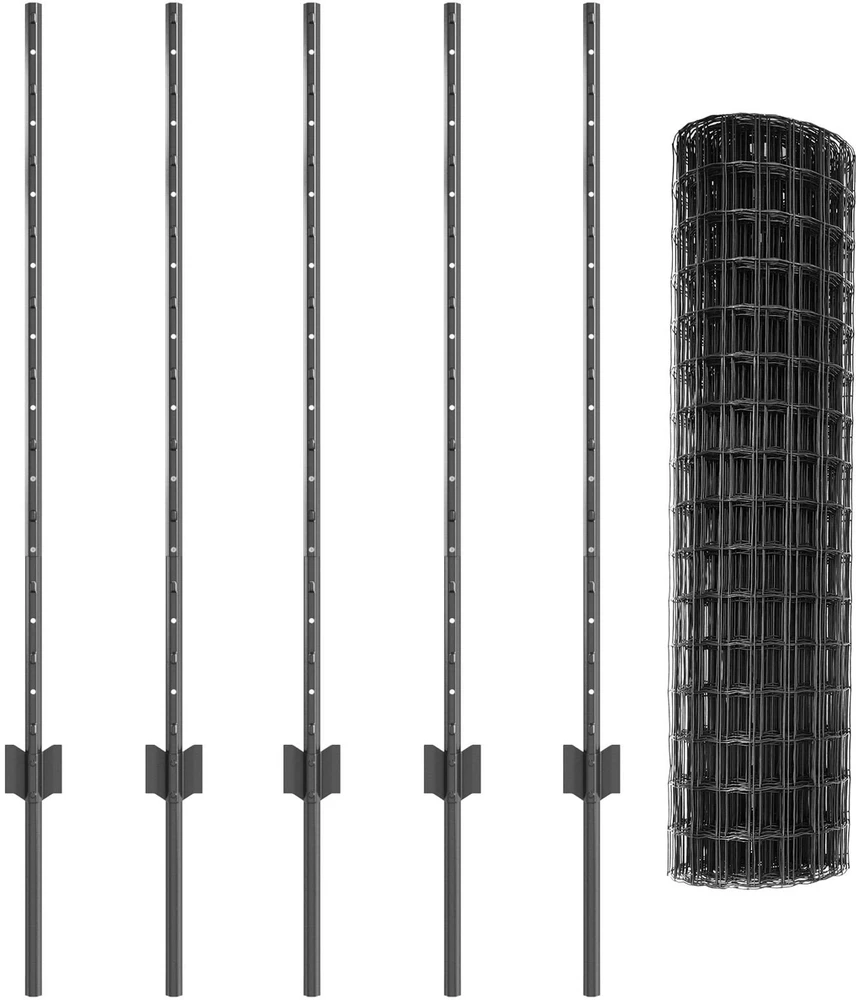 Euro tvoros su stulpu 10 x 1 m PVC dengtas plienas Pilka