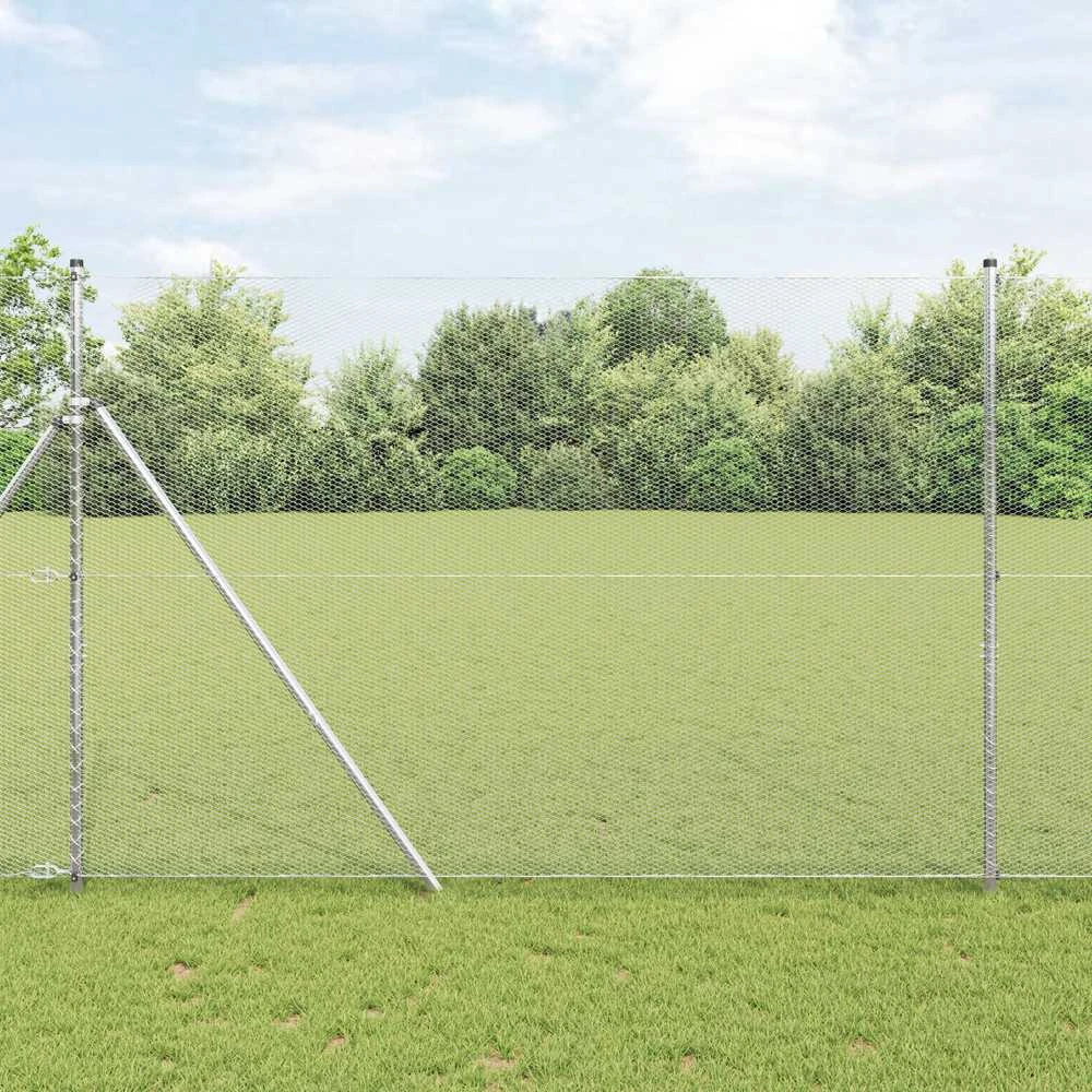 Heksagonalinė tvoros tvirtinimo sistema 25 x 1,5 m Sidabrinė