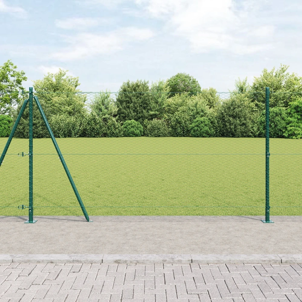 Šešiakampė tvora su betono pagrindu 25 x 1,2 m Žalia Tinklelis