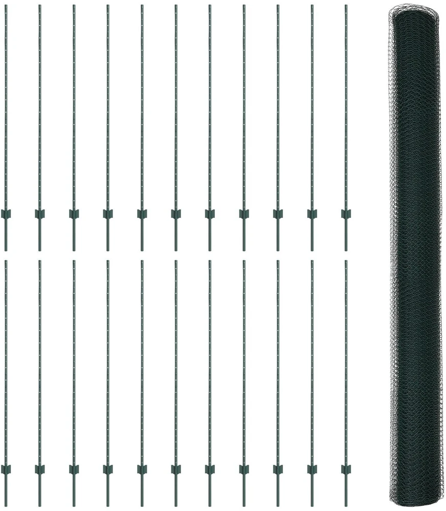 Hexagonal Fence with Post 50 x 1,6 m PVC dengtas plienas Žalia