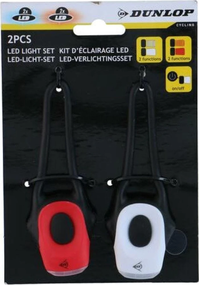 SILIKONINIŲ LED DVIRAČIO ŽIBINTŲ RINKINYS PRIEKINIS IR GALINIS DUNLOP PRO 255453