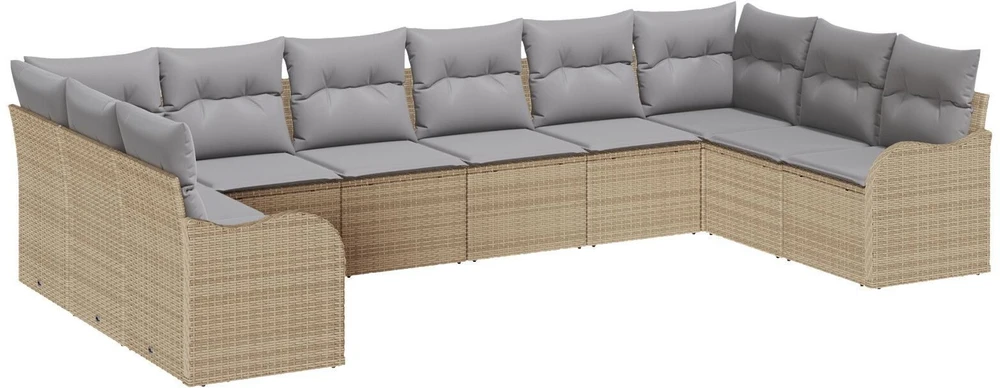 Lauko baldų komplektas Sodo Sofų Rinkinys Smėlio 344 x 177,5 x 85 cm poliratanas