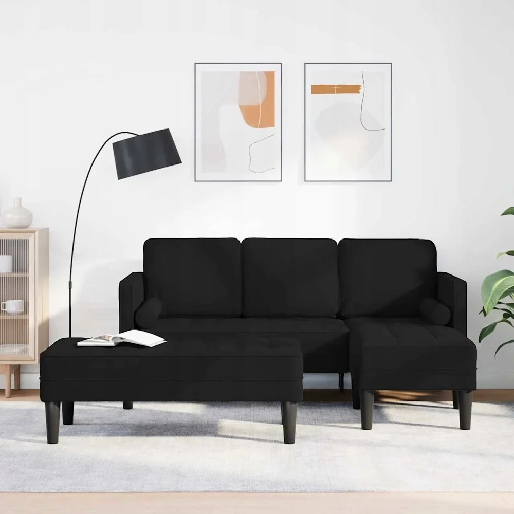 Sofa Sofos komplektas 2 vnt. Juoda Poliesteris