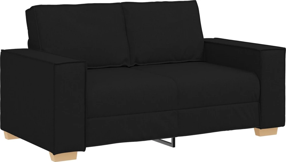 Sofa 3 vnt. Juoda Lino mišinio audinys