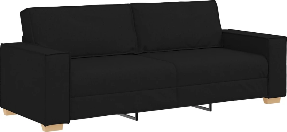Sofa 3 vnt. Juoda Lino mišinio audinys