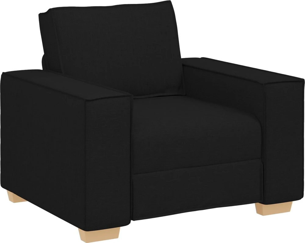 Sofa 3 vnt. Juoda Lino mišinio audinys