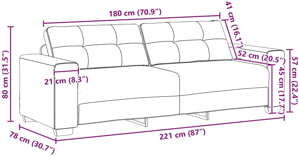 Sofa Sofos komplektas 3 vnt. Šviesiai pilka Aksomas