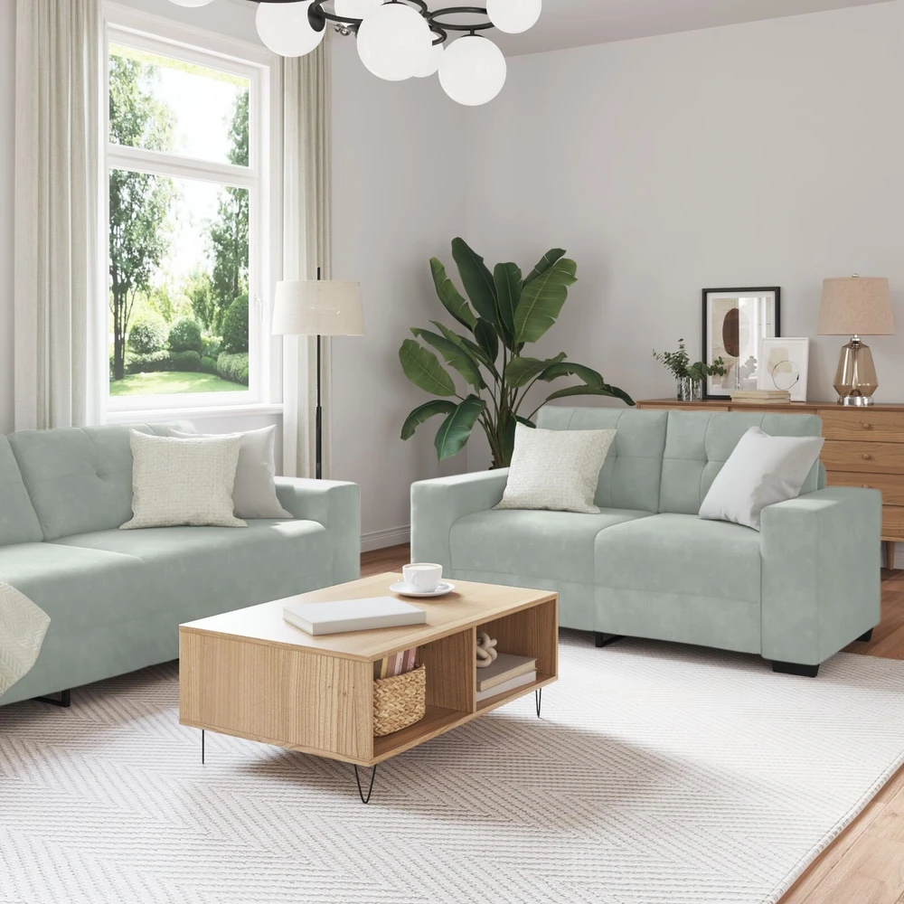 Sofa Sofos komplektas 3 vnt. Šviesiai pilka Aksomas