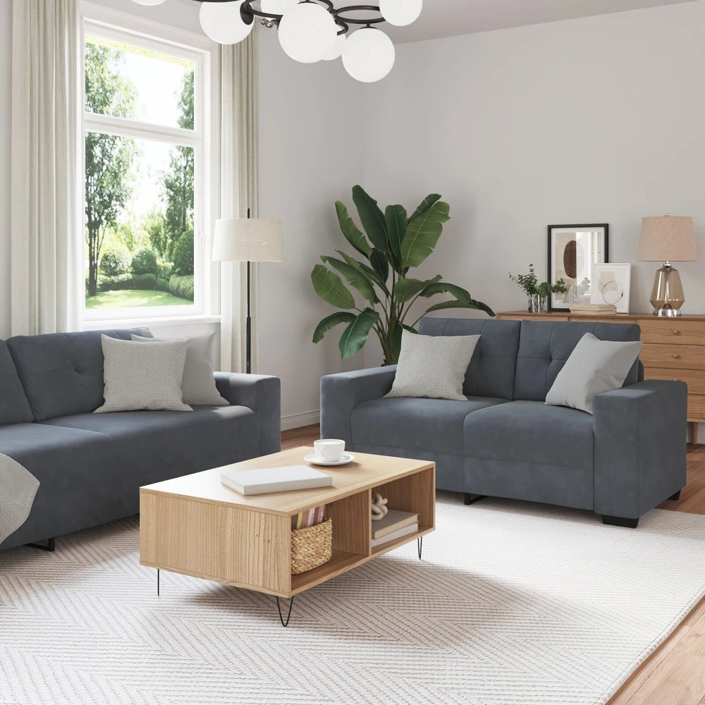 Sofa Sofos komplektas 3 vnt. Tamsiai pilka Aksomas