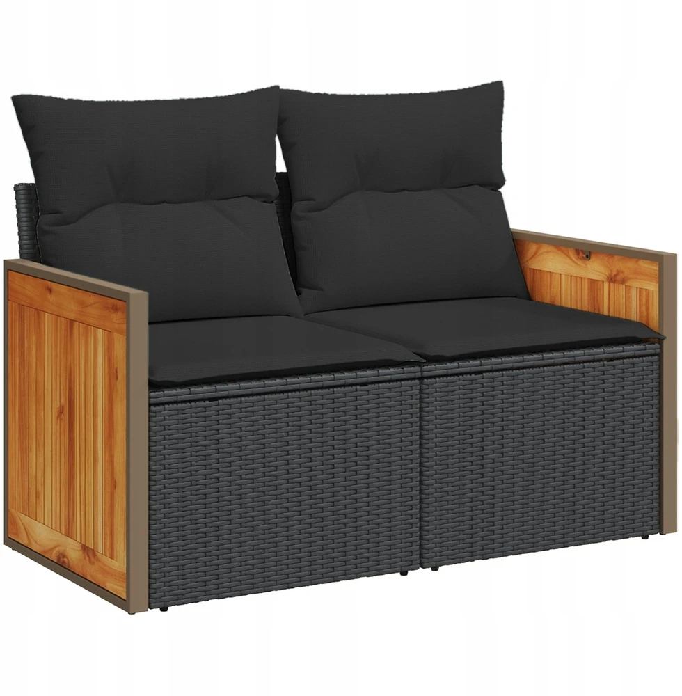 Sodo Sofų Rinkinys 8 pcs 7-Seater Juoda