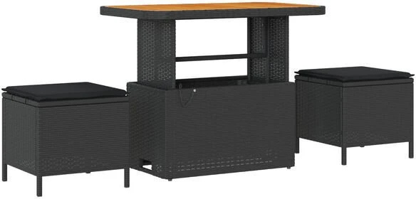 Sodo Sofų Rinkinys 8 pcs 7-Seater Juoda