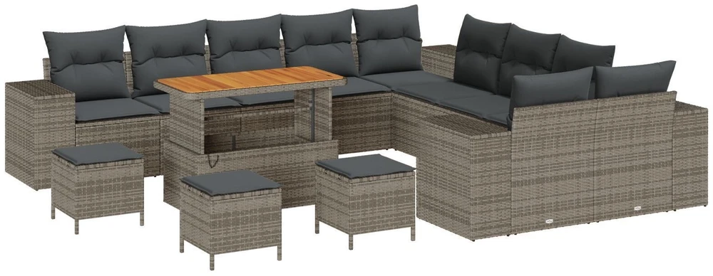 Sodo Sofų Rinkinys 14 vnt. Pilka poliratanas