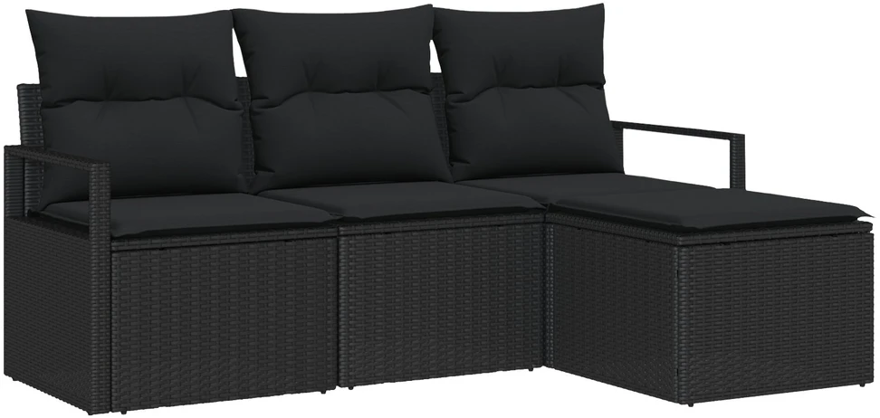 Sofa Sofos komplektas 4 vnt. Juoda poliratanas