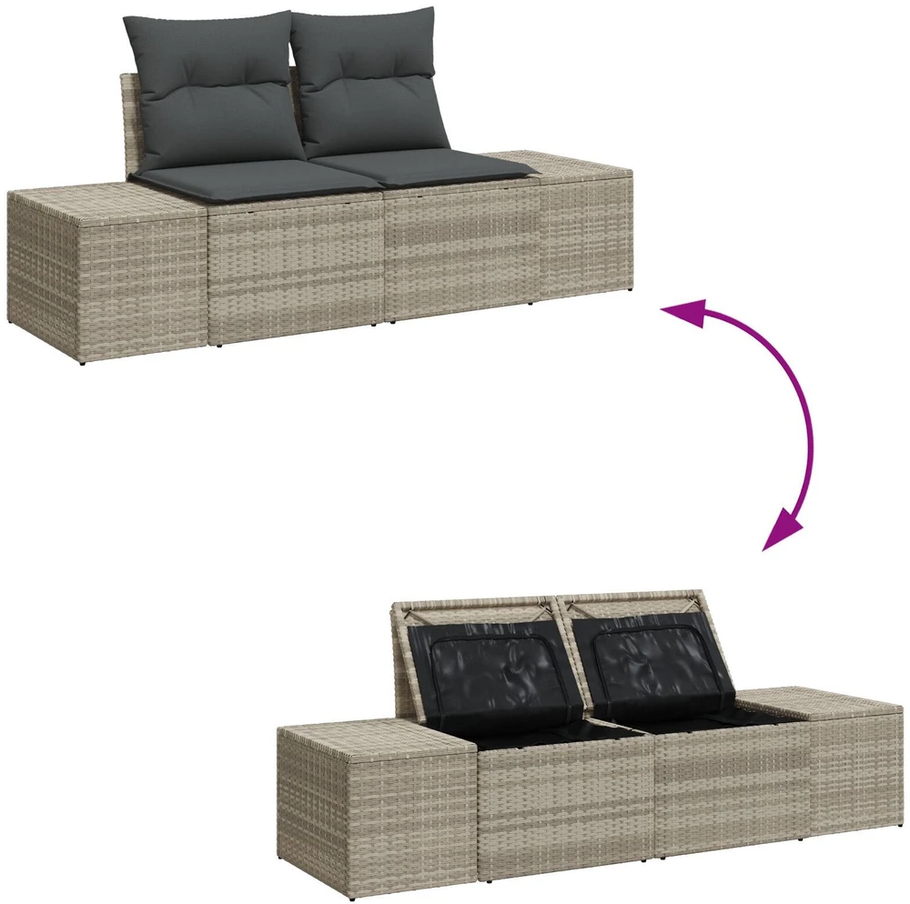 Sodo Sofų Rinkinys 5 vnt. Šviesiai pilka ir tamsiai pilka