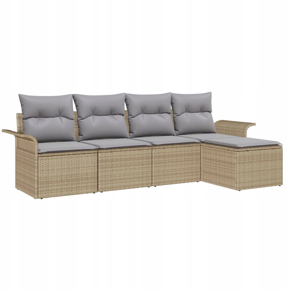 Lauko baldų komplektas Lauko sofa 5 vnt. Smėlio poliratanas