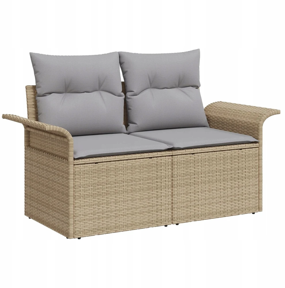 Lauko baldų komplektas Lauko sofa 5 vnt. Smėlio poliratanas