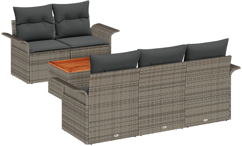 Sodo Sofų Rinkinys 6 vnt. Pilka poliratanas