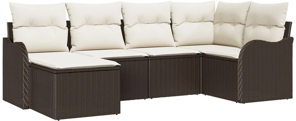 Lauko baldų komplektas Sodo Sofų Rinkinys su pagalve 6 pcs Ruda Poli ratanas