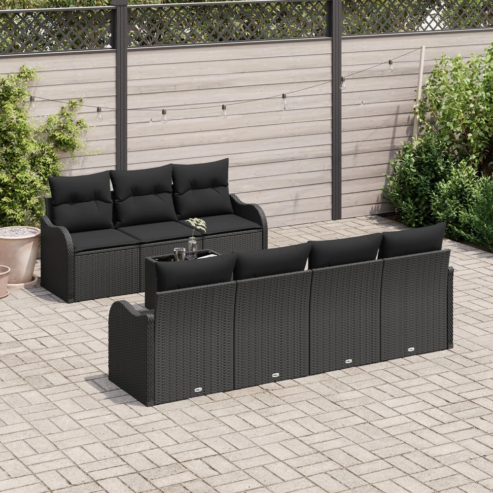 Sodo Sofų Rinkinys Juoda 55 x 55 x 37 cm poliratanas