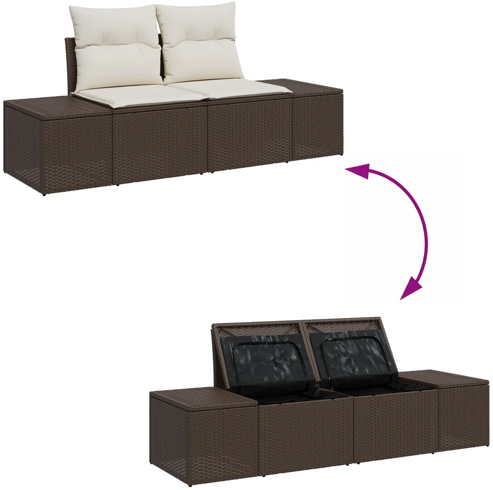 Sodo Sofų Rinkinys 8 vnt. Ruda ir grietinėlė poliratanas