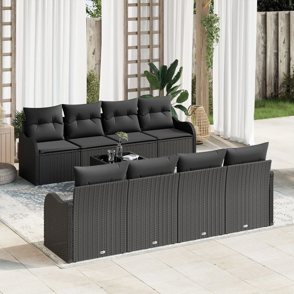 Sodo Sofų Rinkinys Juoda 55 x 55 x 37 cm poliratanas