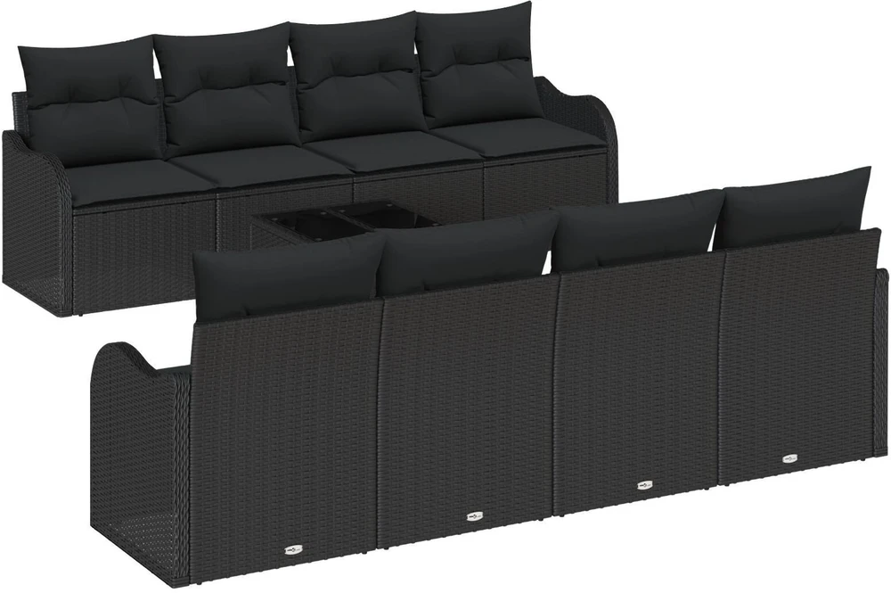 Sodo Sofų Rinkinys Juoda 55 x 55 x 37 cm poliratanas