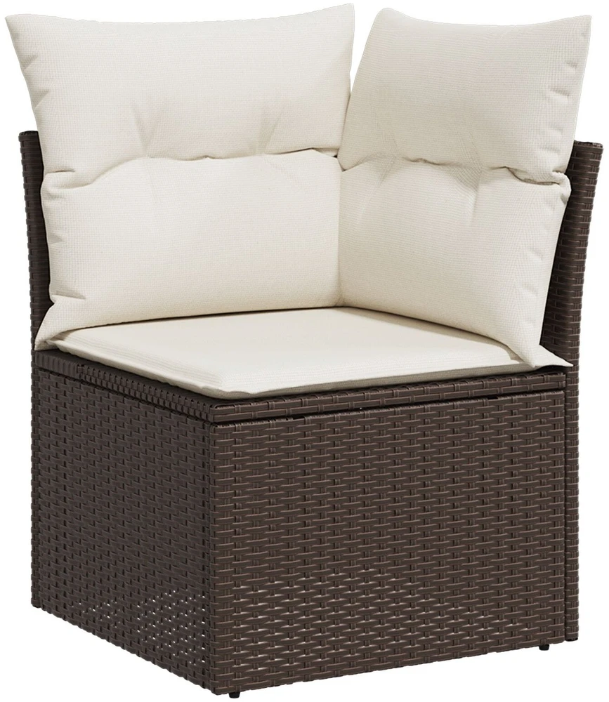 Lauko baldų komplektas Sodo Sofų Rinkinys su saugykla Ruda ir grietinėlė poliratanas