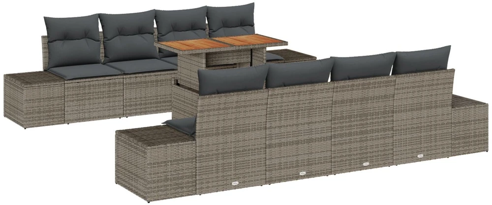 Sofa Sodo Sofų Rinkinys 9 vnt. Pilka poliratanas