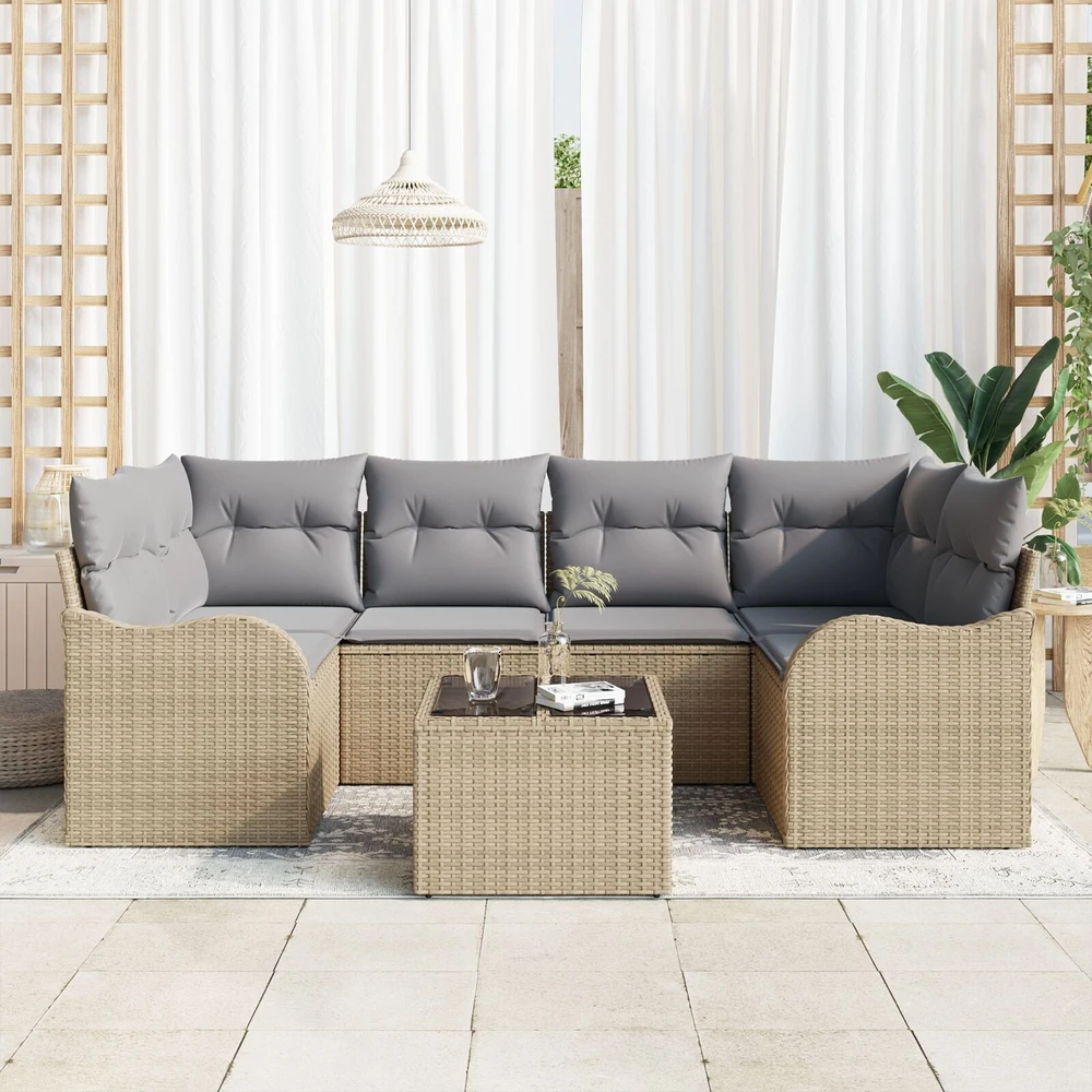 Sodo Sofų Rinkinys Smėlio 55 x 55 x 37 cm poliratanas
