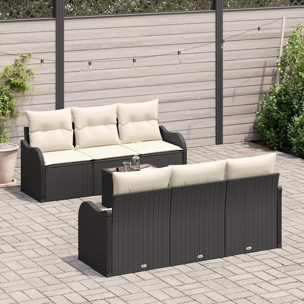 Sodo Sofų Rinkinys Juoda 55 x 55 x 37 cm poliratanas