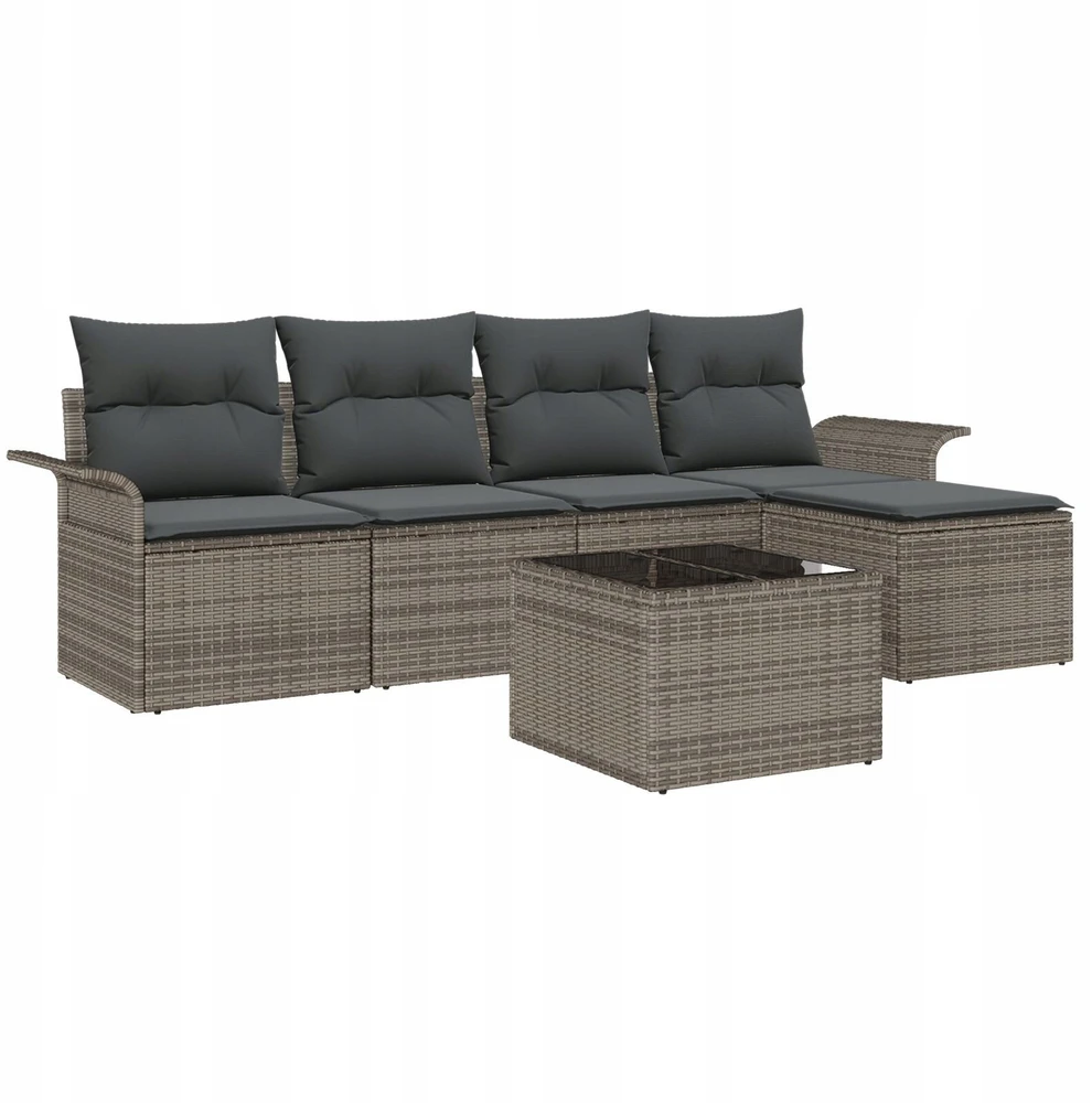 Lauko sofa 6 vnt. Pilka poliratanas