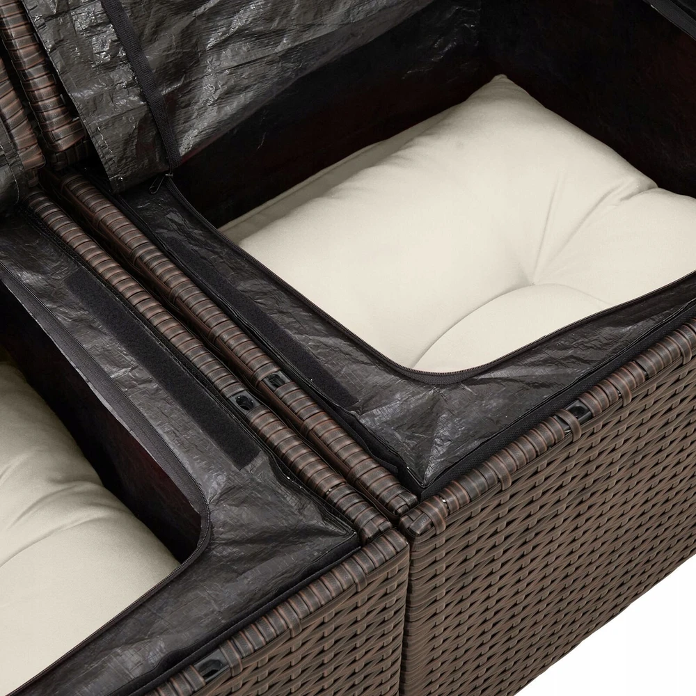 Sodo Sofų Rinkinys 8 vnt. 7-Vietų skaičius Ruda ir grietinėlė