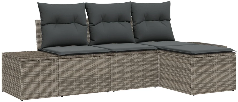 Lauko baldų komplektas Sodo Sofų Rinkinys 4 vnt. Pilka poliratanas