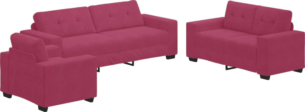 Sofa Sofos komplektas 3 vnt. Vėjo raudona Aksomas