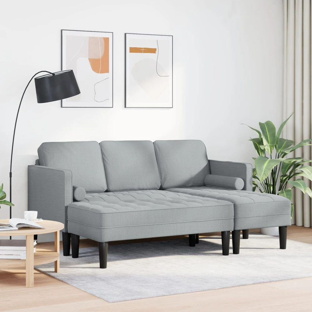 Sofa Sofos komplektas 2 vnt. Šviesiai pilka Poliesteris