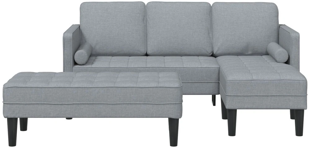 Sofa Sofos komplektas 2 vnt. Šviesiai pilka Poliesteris