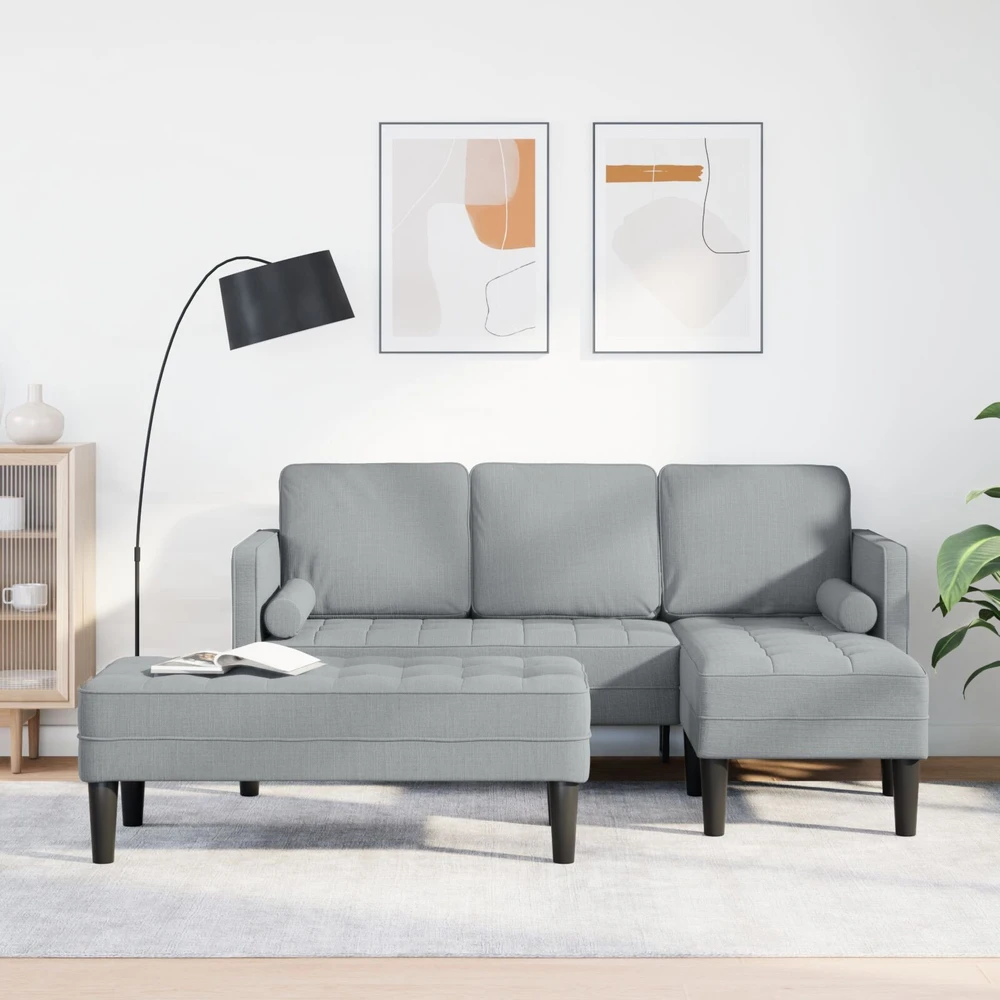 Sofa Sofos komplektas 2 vnt. Šviesiai pilka Poliesteris
