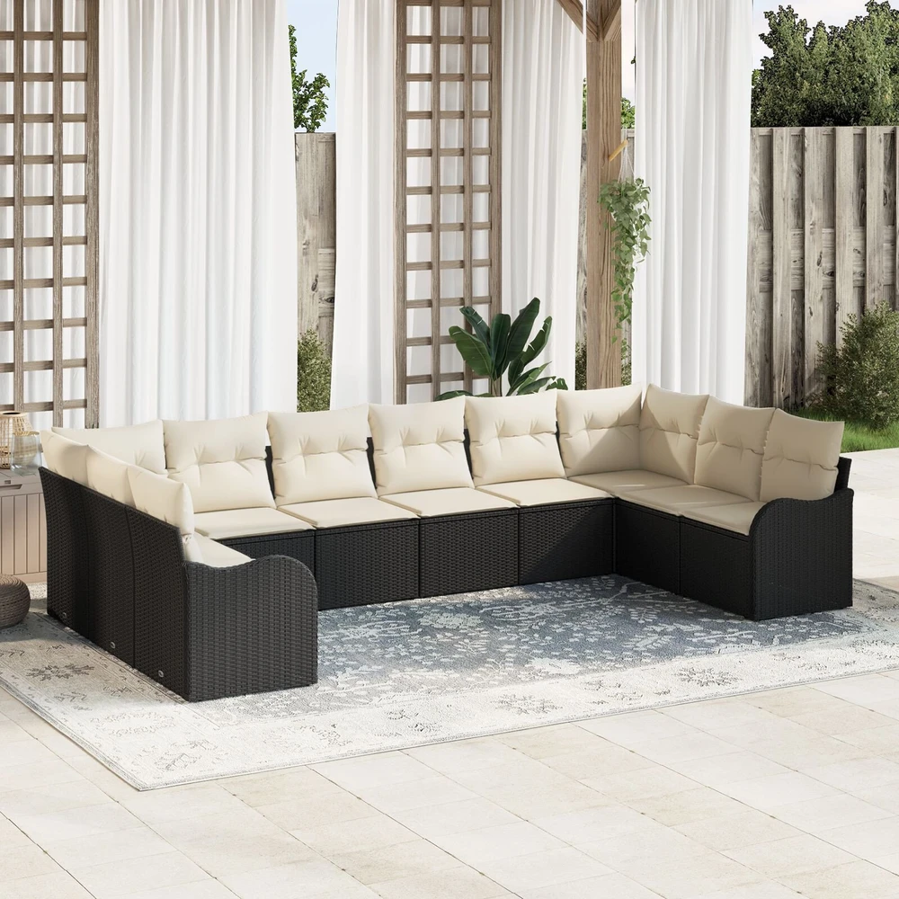 Lauko baldų komplektas Sodo Sofų Rinkinys Juoda 344 x 177,5 x 85 cm poliratanas