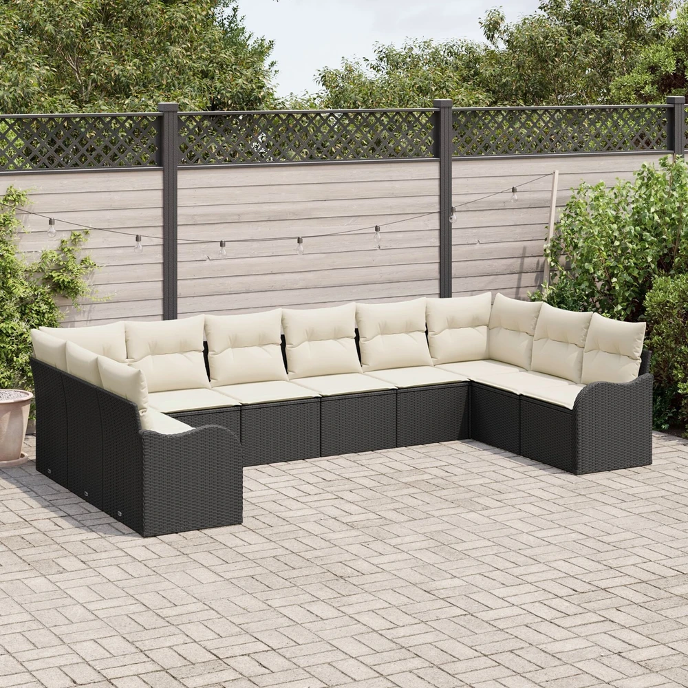 Lauko baldų komplektas Sodo Sofų Rinkinys Juoda 344 x 177,5 x 85 cm poliratanas