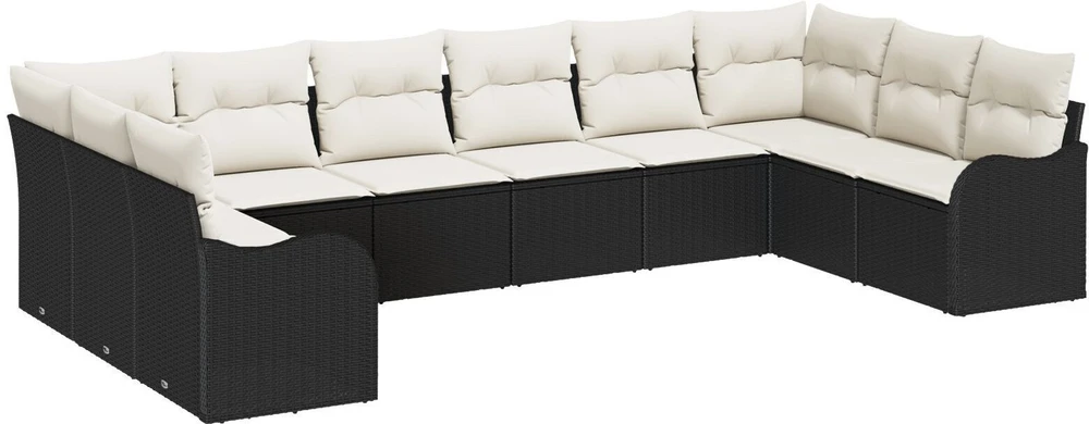Lauko baldų komplektas Sodo Sofų Rinkinys Juoda 344 x 177,5 x 85 cm poliratanas