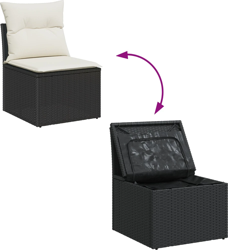 Sofa Sodo Sofų Rinkinys 10 vnt. Juoda Poli ratanas