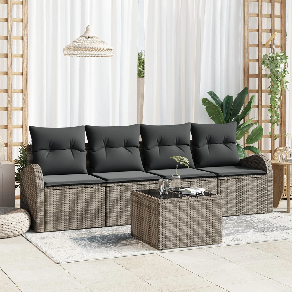 Sodo Sofų Rinkinys 5 pcs 4-Seater Pilka poliratanas
