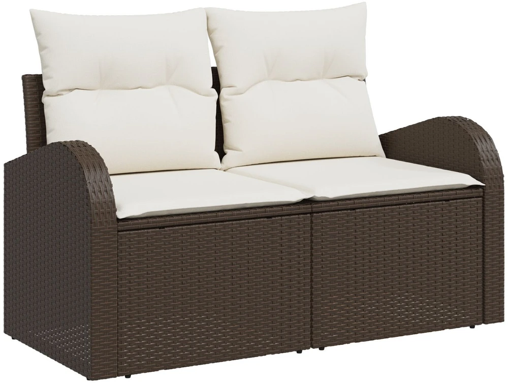 Lauko baldų komplektas Sodo Sofų Rinkinys Ruda poliratanas
